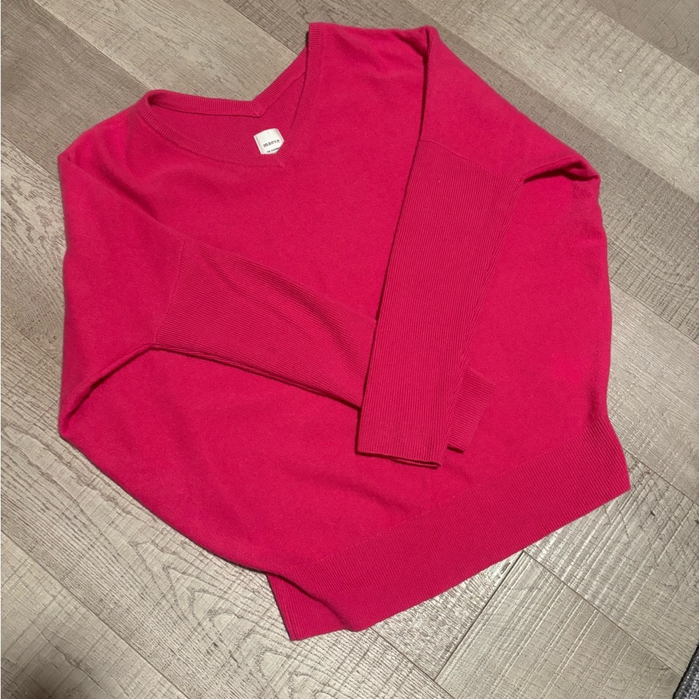 Maeve Fuchsia V-Neck Sweater
